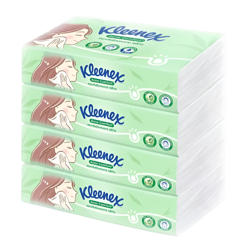 Kleenex Acne Comfort Soft Box Facial Tissue 100sheets Pack4
