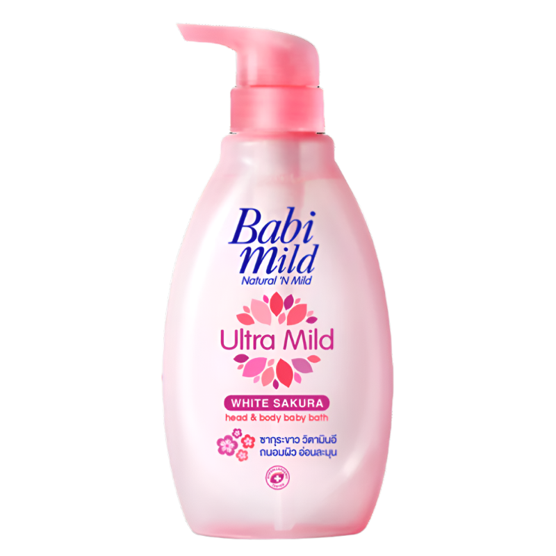 Babi Mild Ultra Mild White Sakura Head & Body Bath Baby Bath ຂະໜາດ 400ml