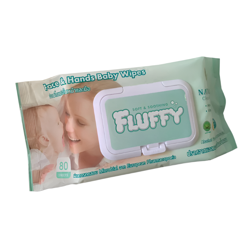 Fluffy Wipe Sheets ສໍາລັບເດັກນ້ອຍ, ໃບຫນ້າແລະມື 100 ແຜ່ນ