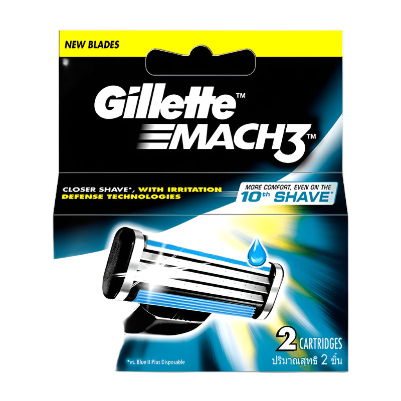 Gillette Mach3 Closer Shave With irritation Defense Technologies Pack 2Cartridges