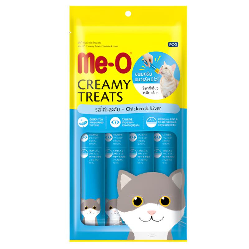 Me-O Creamy Treats Chicken & Liver Flavor 15g ຊອງ 4 ຊອງ