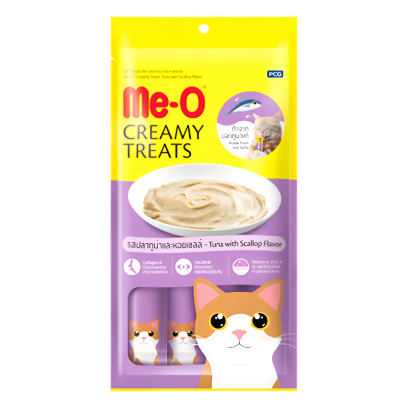 Me-O Creamy Treats Tuna with Scallop Flavor 15g ຊອງ 4 ຊອງ
