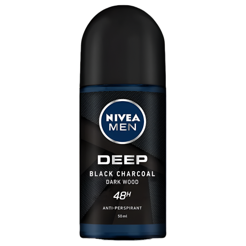 Nivea Men Deep Roll-On Deodorant Black Charcoal Dark Wood 48h Anti-perspirant Size 50ml