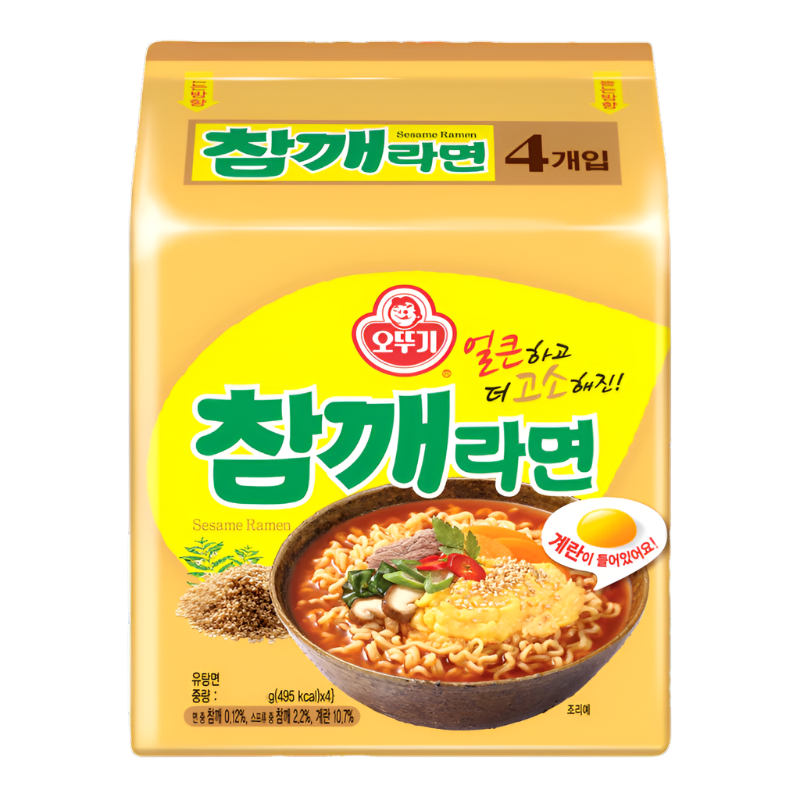 Ottogi Sesame Flavour Ramen ( Contains Egg Block) Size 150g pack of 4pcs