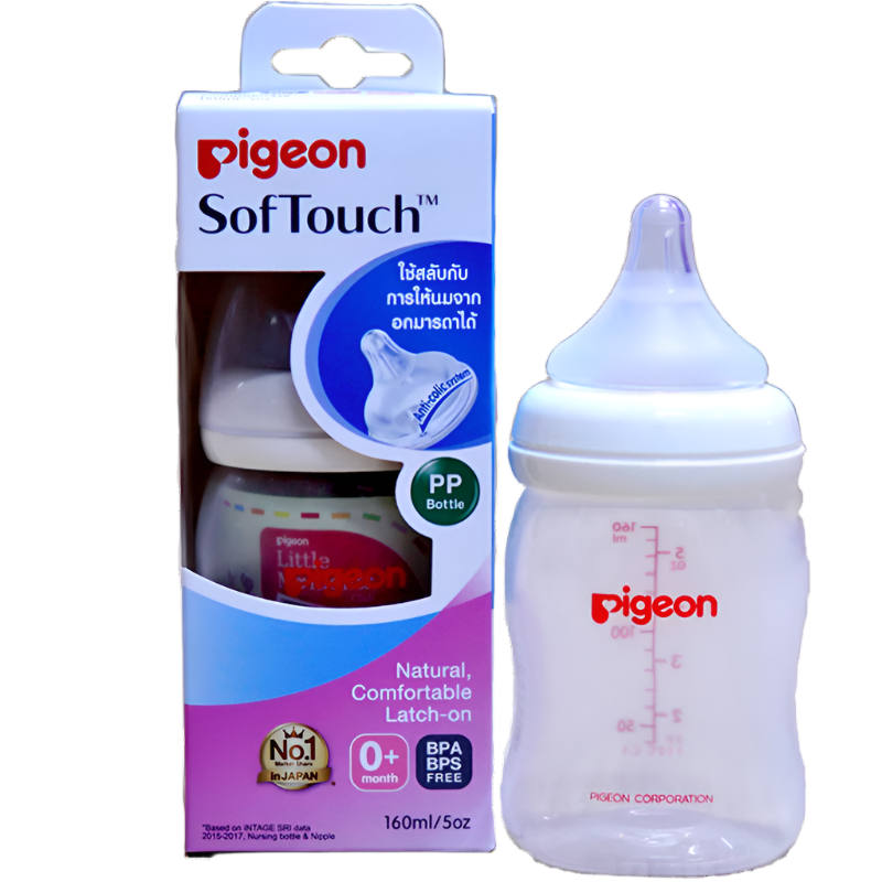 Pigeon softouch ຕຸກກະຕຸກນ້ຳນົມ ແລະຫົວນົມທີ່ສະດວກສະບາຍແບບທຳມະຊາດ ຂະໜາດ 5oz ຊອງ 1pcs
