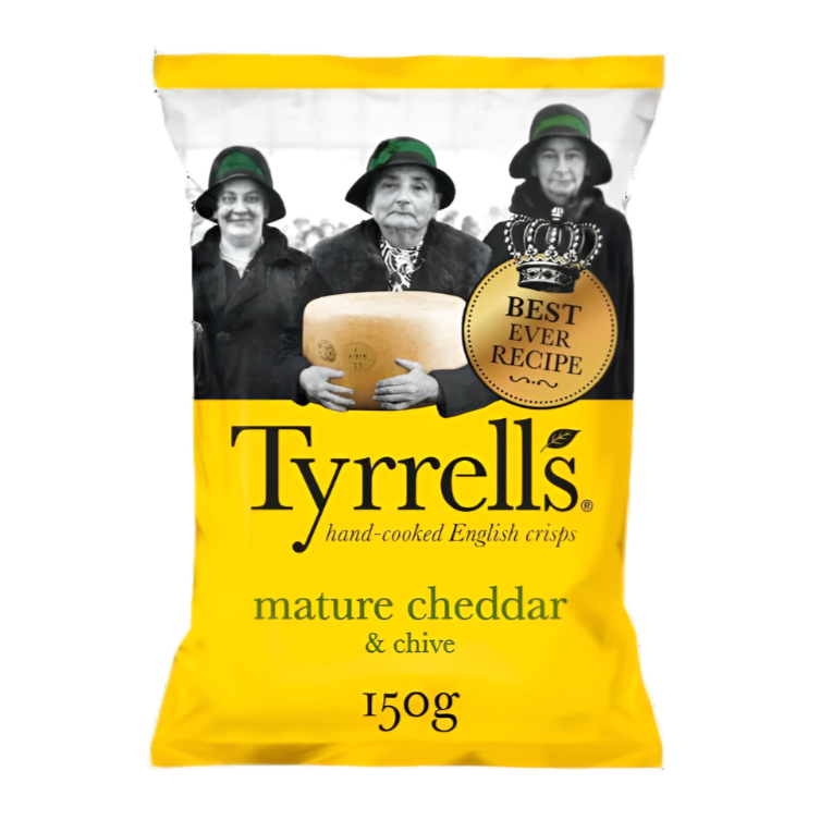 Tyrrells hand-cooked English crisps mature cheddar & chive Chips 150g