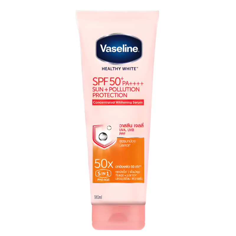Vaseline Healthy White Sun + Pollution Protection Concentrated Whitening Serum SPF50+ PA++++ ຂະໜາດ 180ml