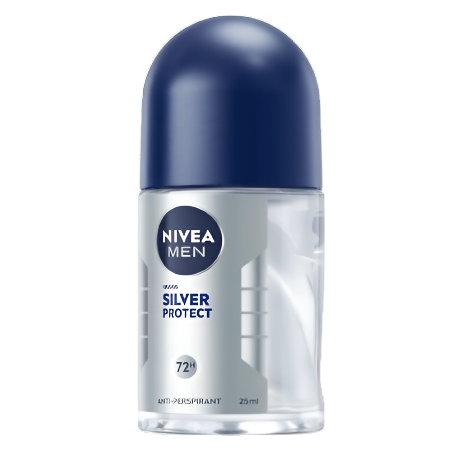 Nivea Men Silver Protect Roll-on Deodorant 72h Anti-Perspirant Anti-bacterial Formula with silver ions Size 25ml