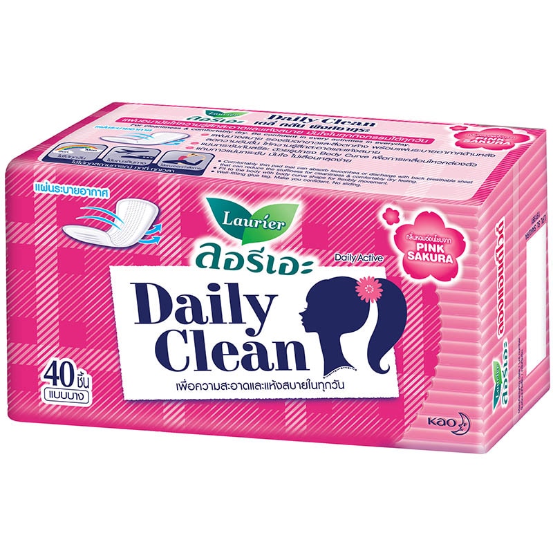 Laurier Panty Liners Daily Active Fresh Floral 40pcs. (pink Sakura)