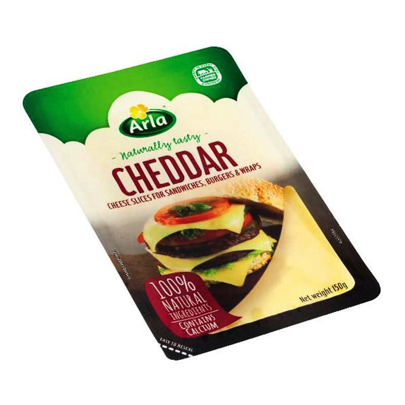 Arla Cheddar Cheese Slices ສໍາລັບ Sandwiches, Burgers & Wraps 150g