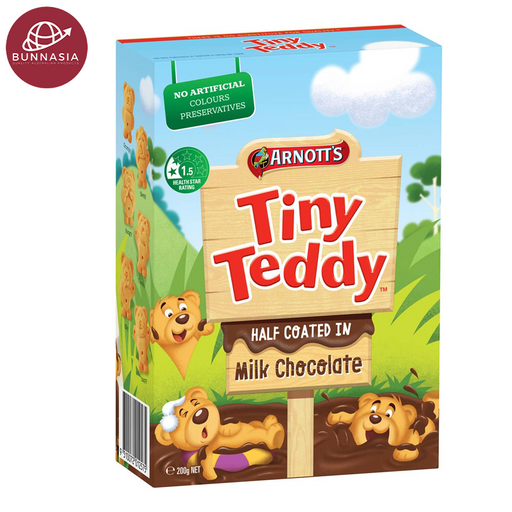 Arnott's Tiny Teddy Biscuits Half Coated Milk Chocolate 200g