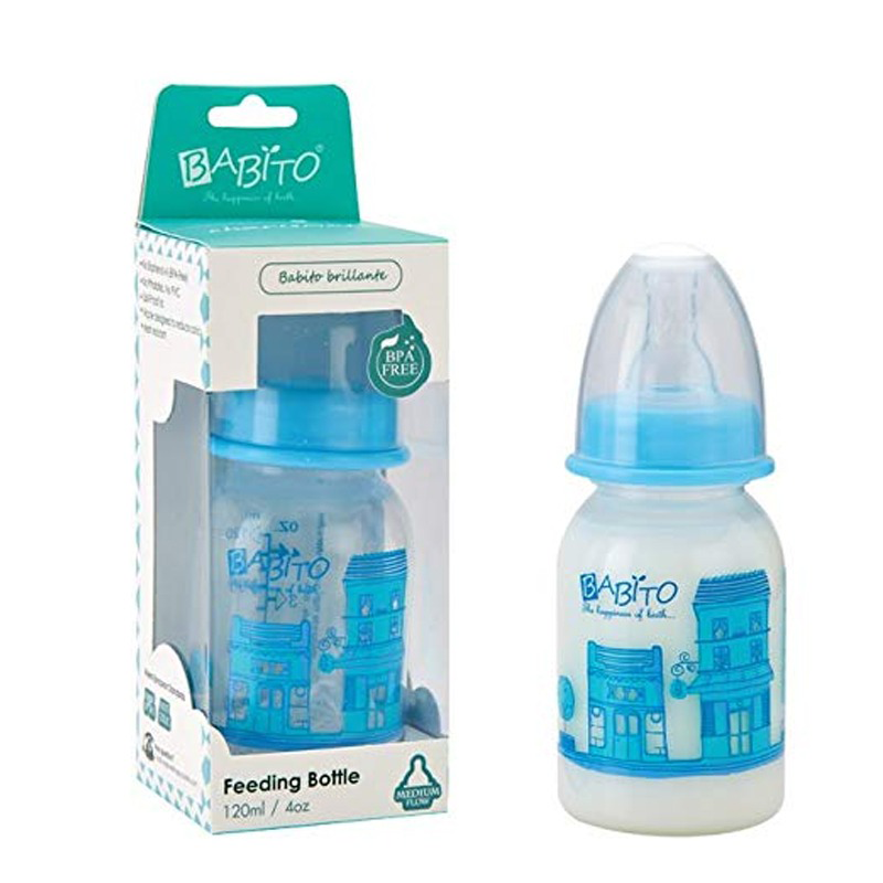 Babito BPA-Free Baby Feeding Bottle, Charismata Blue Color 120ml / 4 Oz 3-6 Months