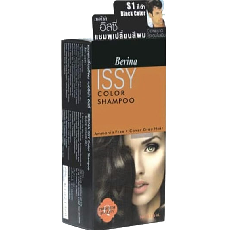 Berina Issy Color Shampoo ແລະປົກຫຸ້ມສໍາລັບຜົມສີຂາວ S1 ສີສີດໍາ
