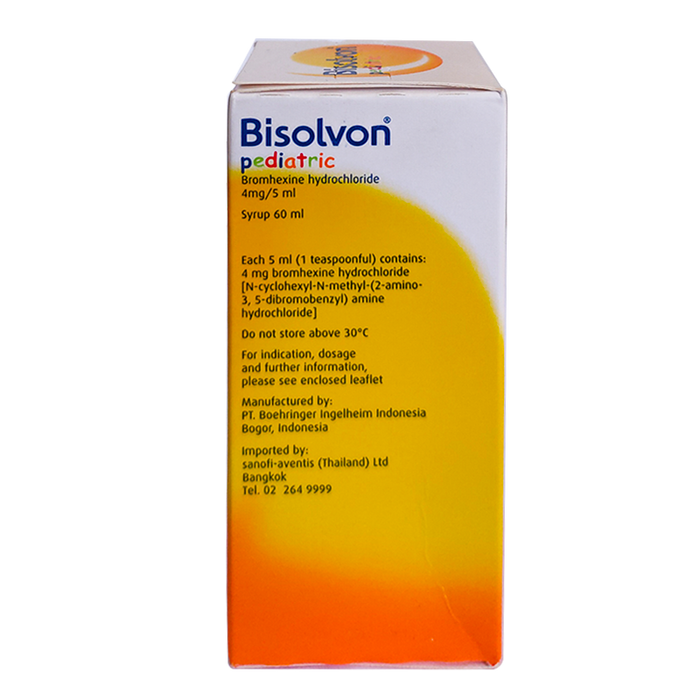 Bisolvon Pediatric Bromhexine hydrochloride Syrup Reduces sputum and eases cough Size 60ml