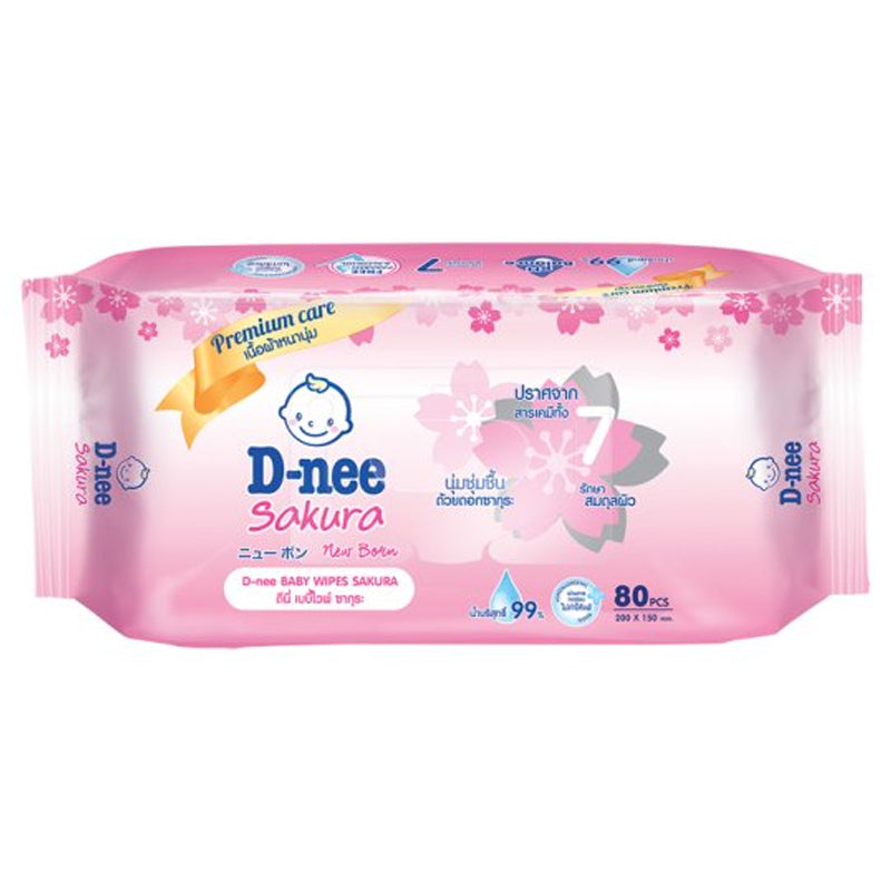 D-Nee Sakura New Born Baby Wipes 80pcs