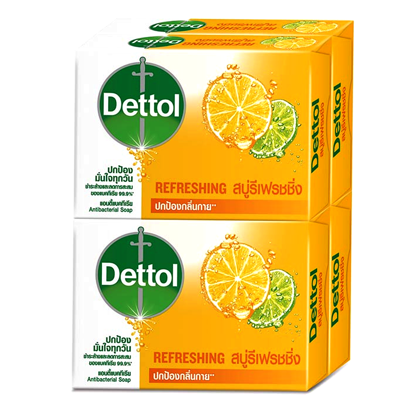 Dettol Bar Soap Refreshing Anti-Bacterial Size 65g pack of 4pcs