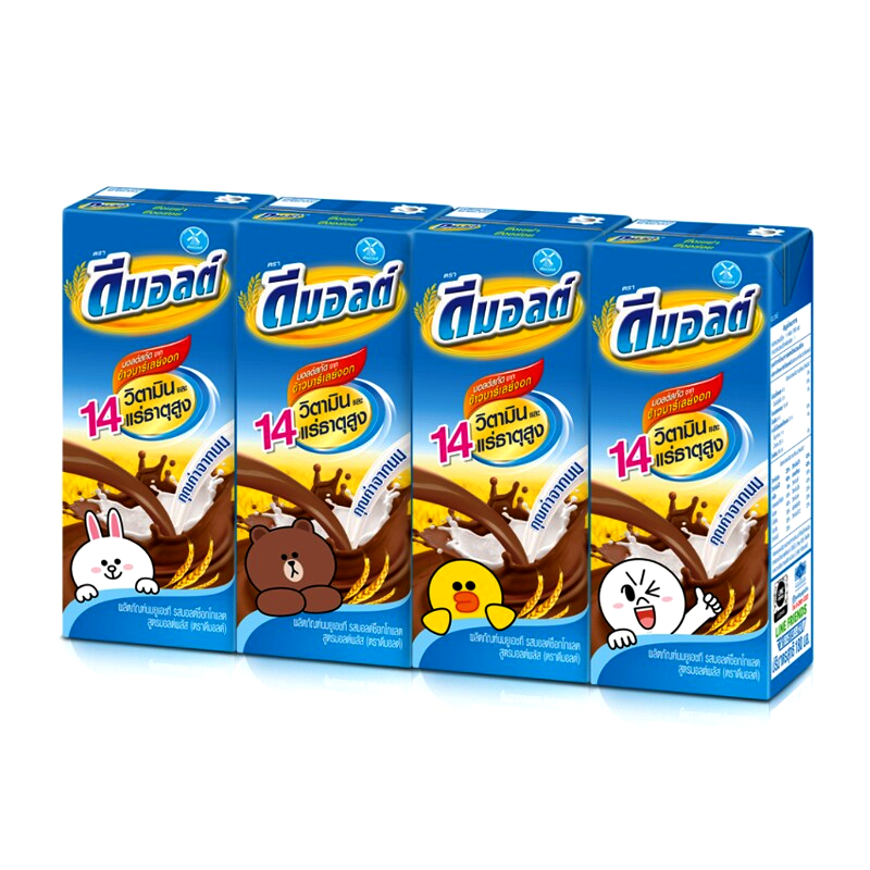 Dmalt Milk Product UHT Chocolate Malt Flavor Formula Malt plus Size 180ml pack of 4boxes