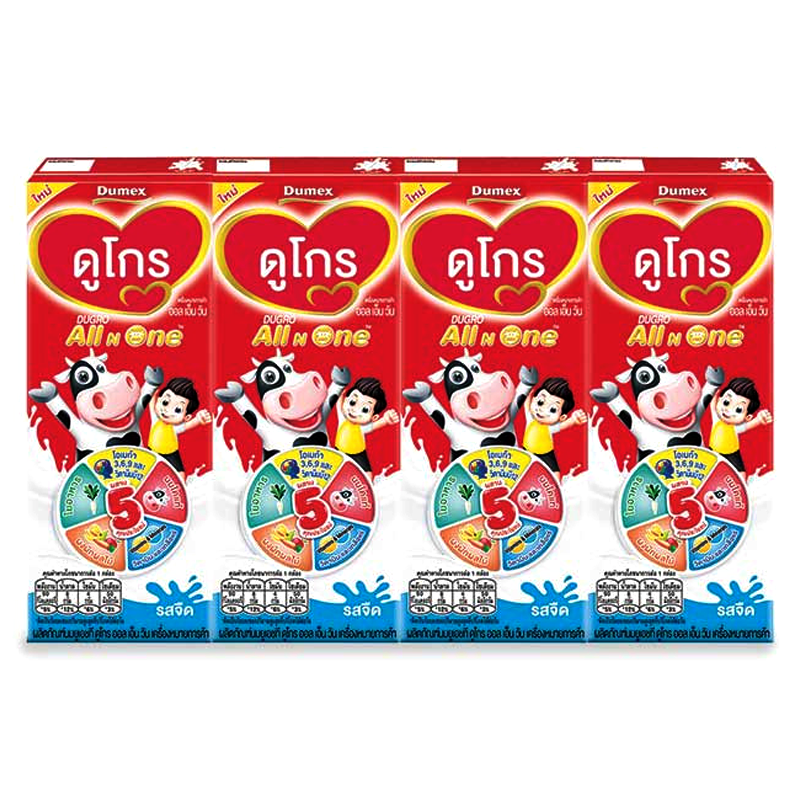 Dugro All in one UHT Product Milk Plain Flavour Size 180ml pack of 4boxes