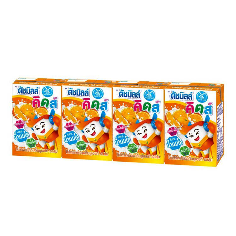 Dutch Mill Kids Drinking Yoghurt UHT Milk Orange Flavor 90ml Pack of 4boxes