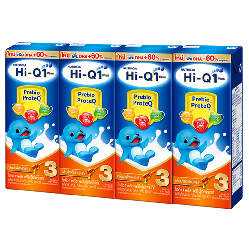 Hi-Q 1 Plus Prebio ProteQ Honey Flavoured UHT Milk Product Formula 3 Size 180ml Pack of 4boxes