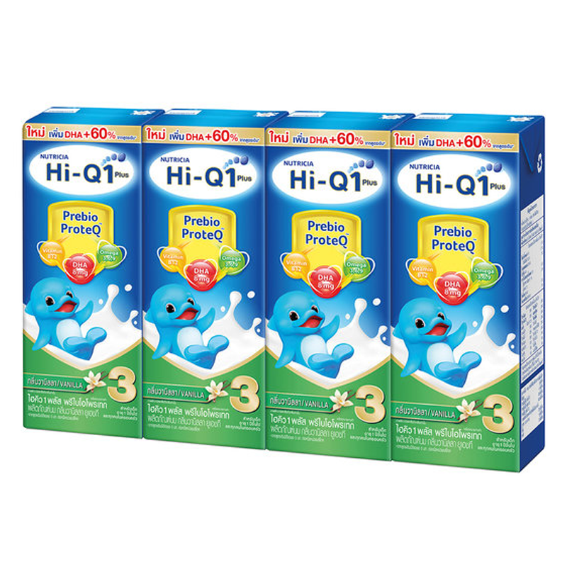 Hi-Q 1 Plus Prebio ProteQ Scent Vanilla UHT Milk Product Formula 3 Size 180ml Pack of 4boxes