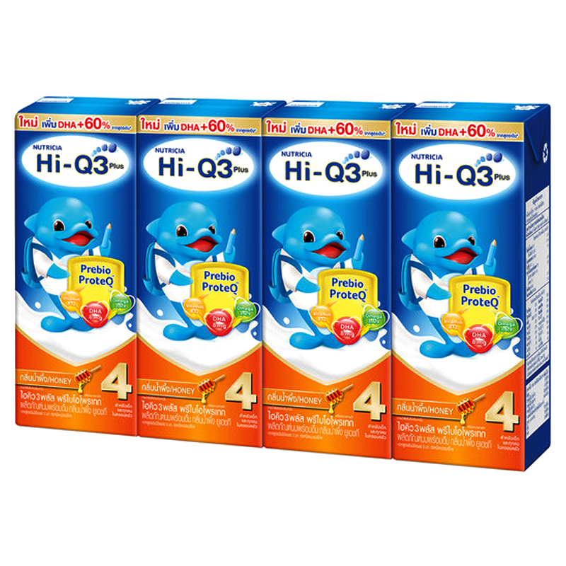 Hi-Q 3 Plus Prebio ProteQ Honey Flavoured UHT Milk Product Formula 4 Size 180ml Pack of 4boxes