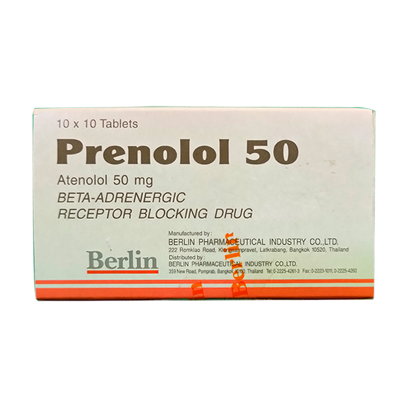 Prenolol 50 Atenolol 50 mg Beta-Adrenergic Receptor Blocking Drug boxes 100 tablets