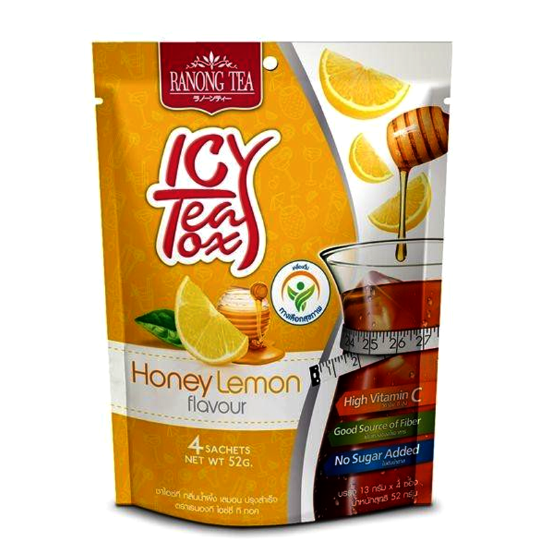 Ranong Ice Tea Tox Honey Lemon Scent Instant Size 52g pack of 4 Sachets