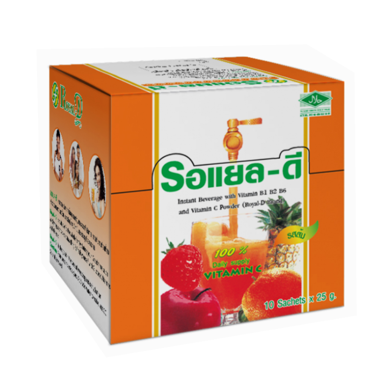 Royal-D Orange flavored drink mixed with vitamins and minerals 25g x 10 sachets /box