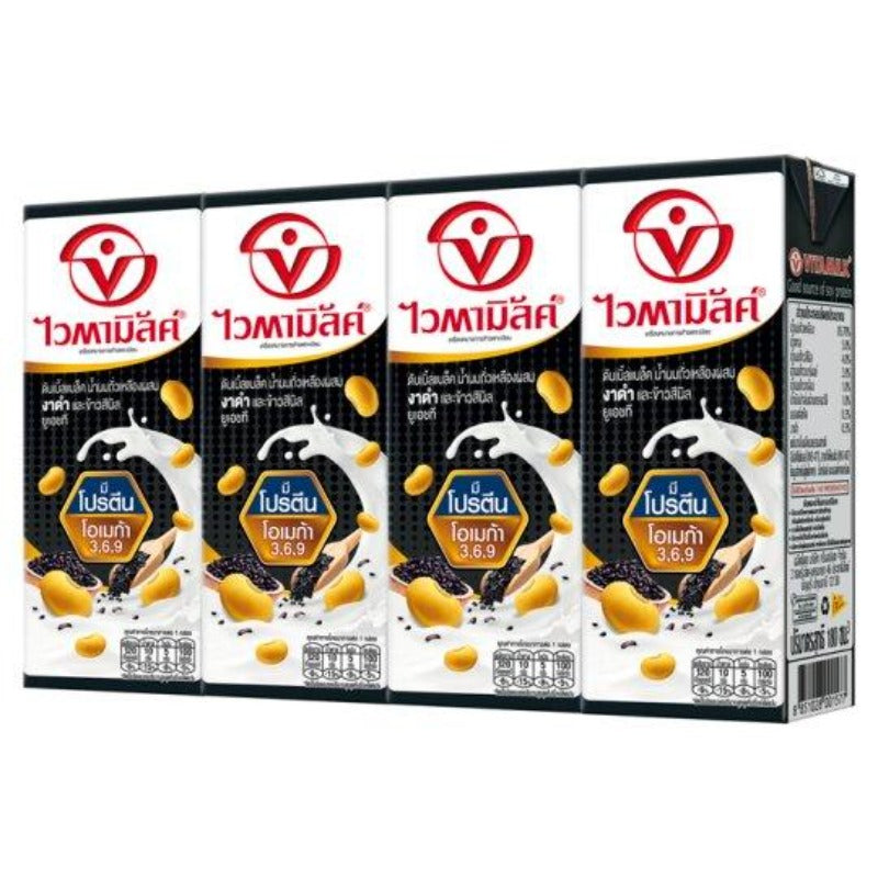 Vitamilk Soy Milk Black Sesame and Sinin Rice Size 180ml Pack of 4pcs