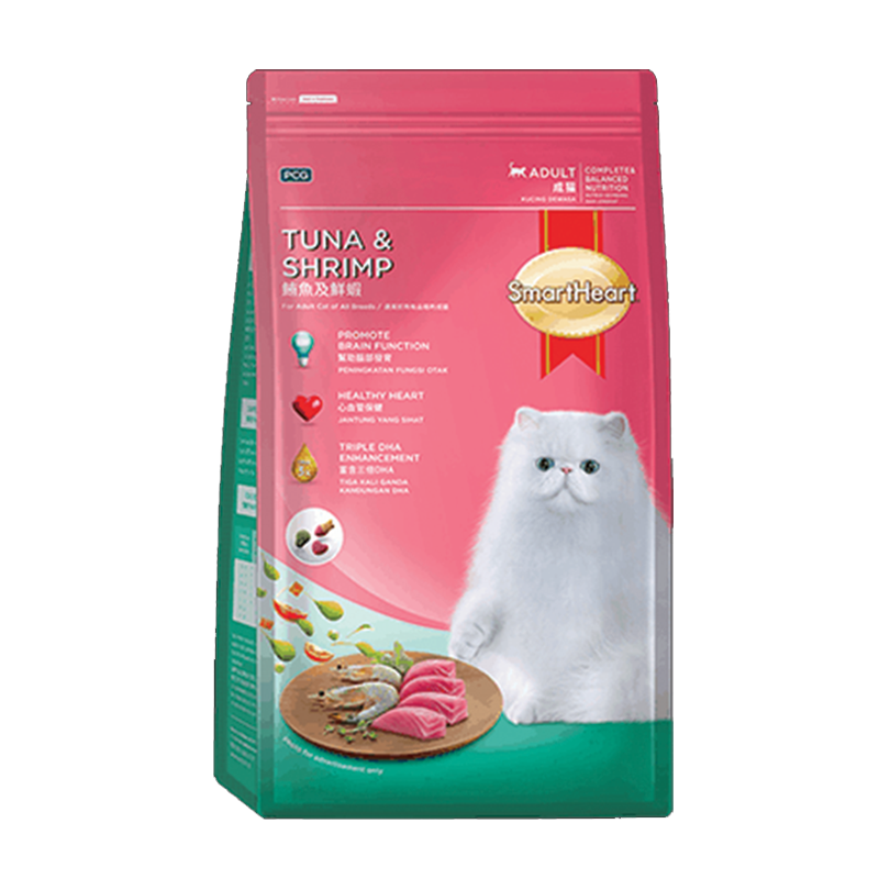 SmartHeart Tuna-Shrimp Cat Food ສໍາລັບແມວຜູ້ໃຫຍ່ 1.2kg