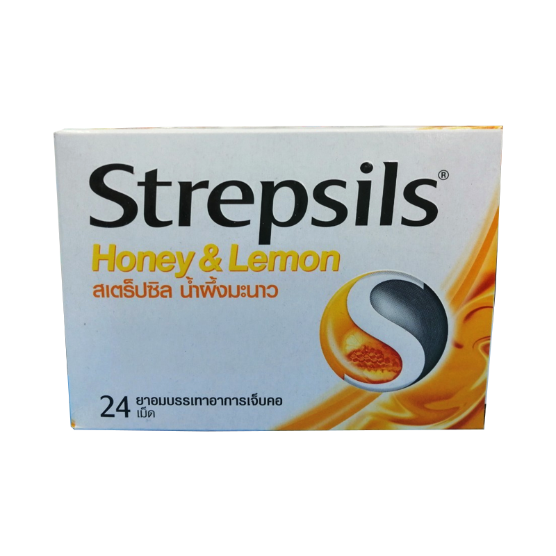 Strepsils Honey & Lemon ບັນເທົາອາການເຈັບຄໍ 24 ເມັດ