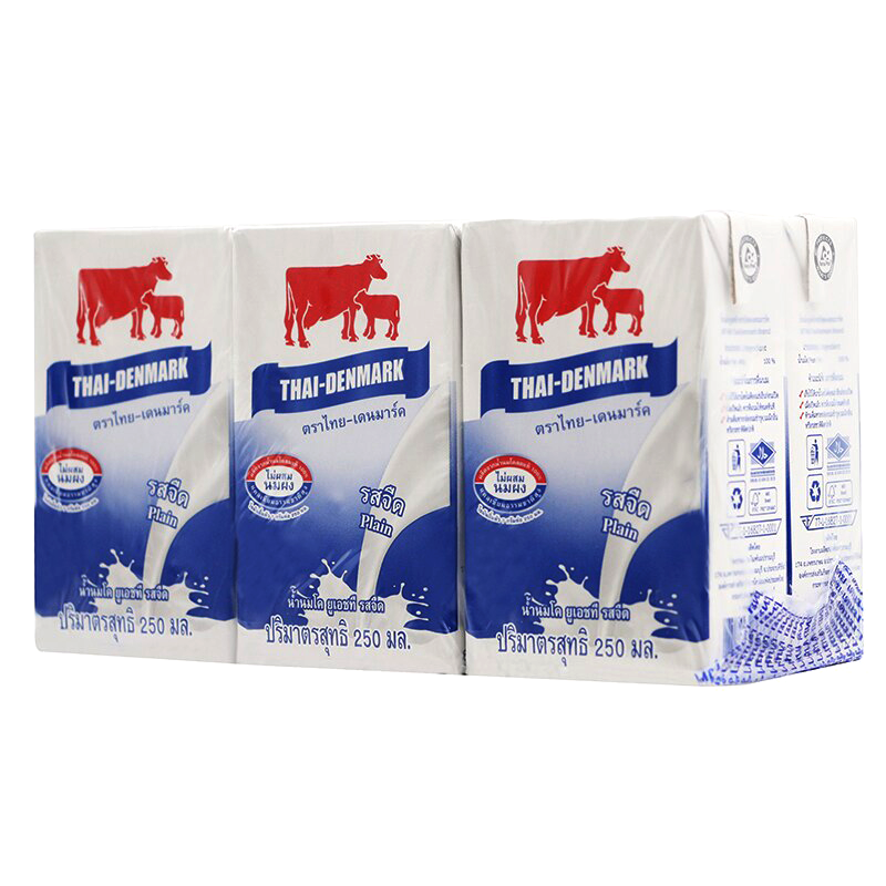 Thai-Denmark UHT Plain Flavor Size 250ml Pack of 6boxes