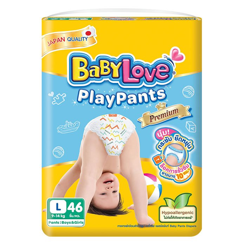 Baby Love Playpants Ultra Dry Size L 9-14kg Baby Pants Diapers For Boys & Girls Pack of 46pcs