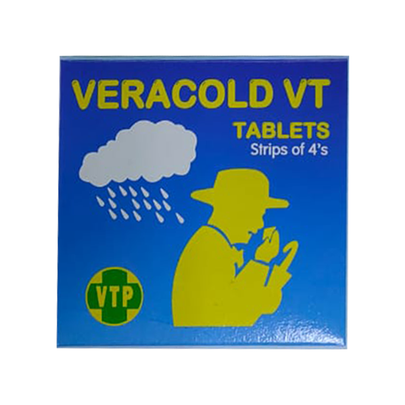 Veracold VT for the treatment of Cold Symptoms Strip of 4 tablets