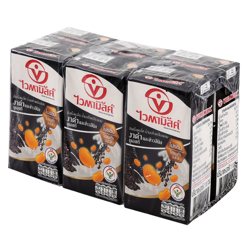 Vitamilk Soy Milk Black Sesame and Sinin Rice Size 110ml Pack of 6boxes