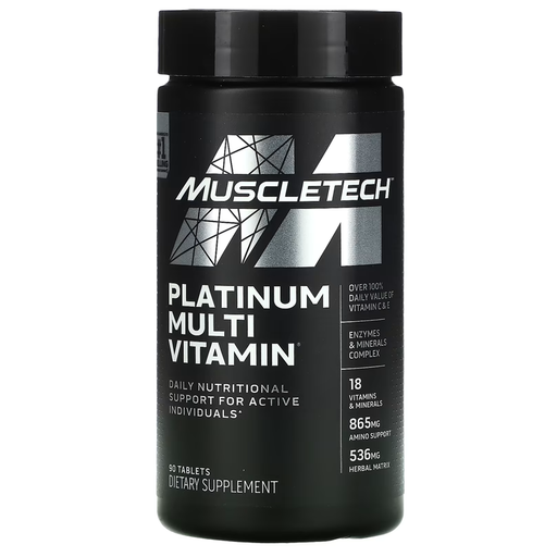 Multivitamin ສໍາລັບຜູ້ຊາຍ | MuscleTech Platinum Multivitamin | ວິຕາມິນ C ສໍາລັບສະຫນັບສະຫນູນພູມຕ້ານທານ | 18 ວິຕາມິນ ແລະ ແຮ່ທາດ | ວິຕາມິນ ACDE B6 B12 | ອາຫານເສີມອອກກຳລັງກາຍປະຈຳວັນ | Mens Multivitamin, 90 ເມັດອາຫານເສີມ