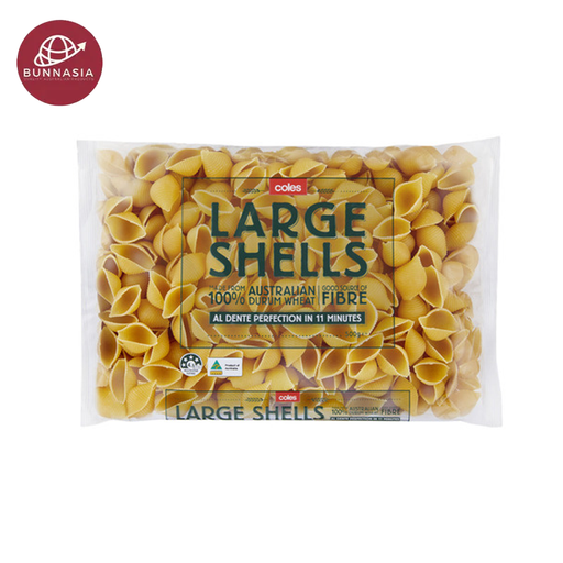 Coles Durum Wheat Pasta Shells ຂະໜາດໃຫຍ່ 500g 