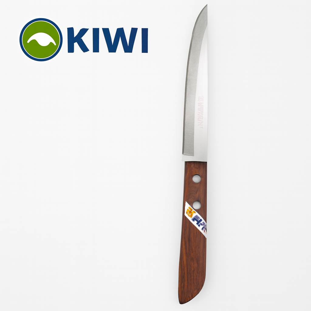 KIWI KOM-KOM 791 Utility Knife – Compact Thai Stainless Steel with Wooden Handle