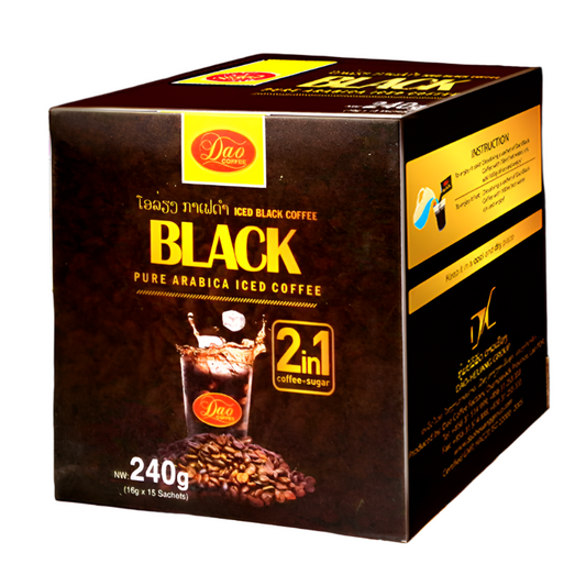 Dao coffee Black Pure Arabica Iced Coffee Size 16g boxes 15Sachets