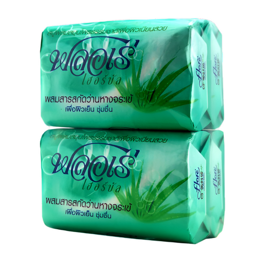 Flore Herbal Aloe Vera Extract  Bar Soap Size 80ml pack of 4pcs