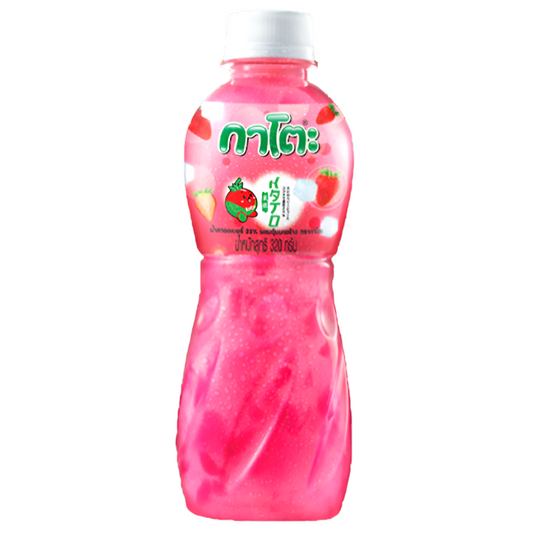 Kato 25% Strawberry Juice with Nata de Coco Bottle 320g