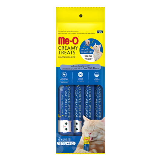 Me-O Creamy Treats Chicken & Liver with Goat Milk Flavour 15g Pack 4 sachets
