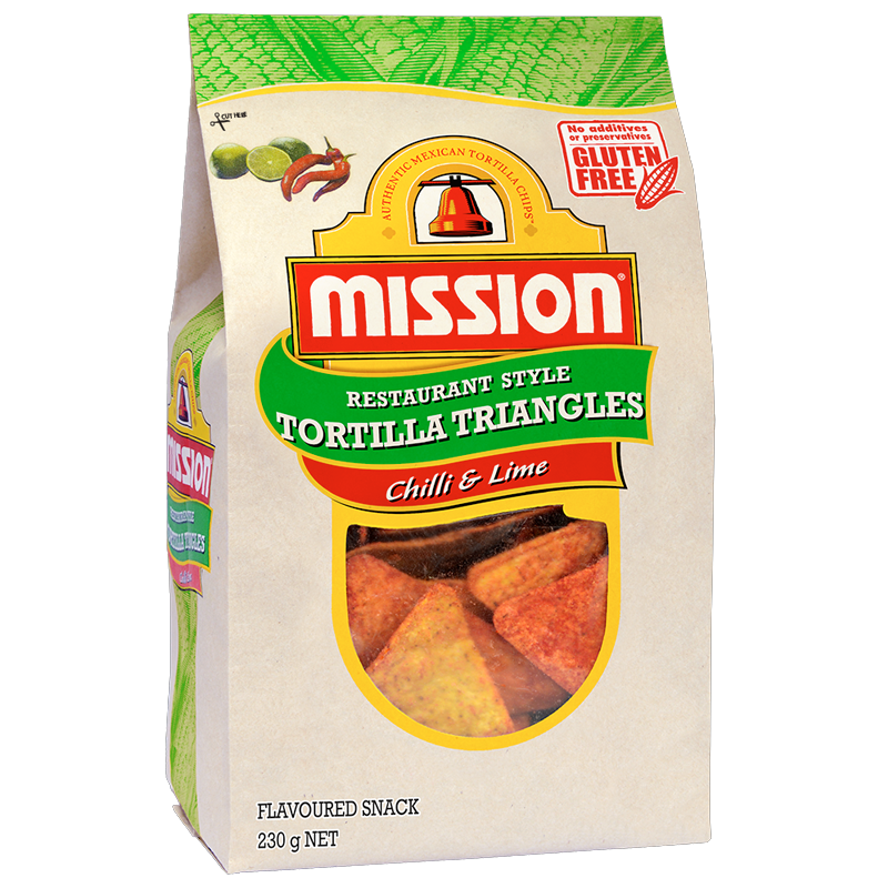 Mission Restaurant Style Tortilla Triangles Chilli &amp; Lime 230g