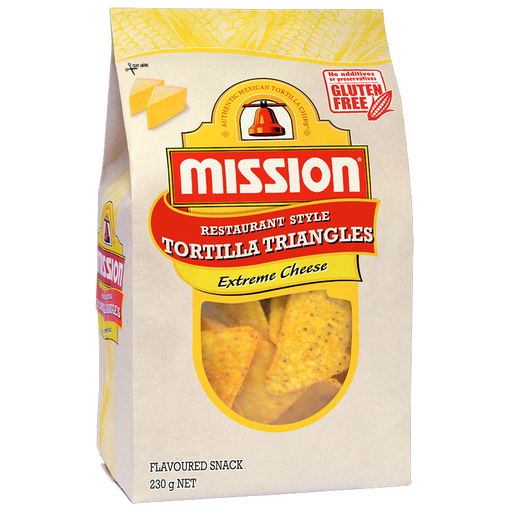 Mission Restaurant Style Tortilla Triangles Extreme Cheese 230g