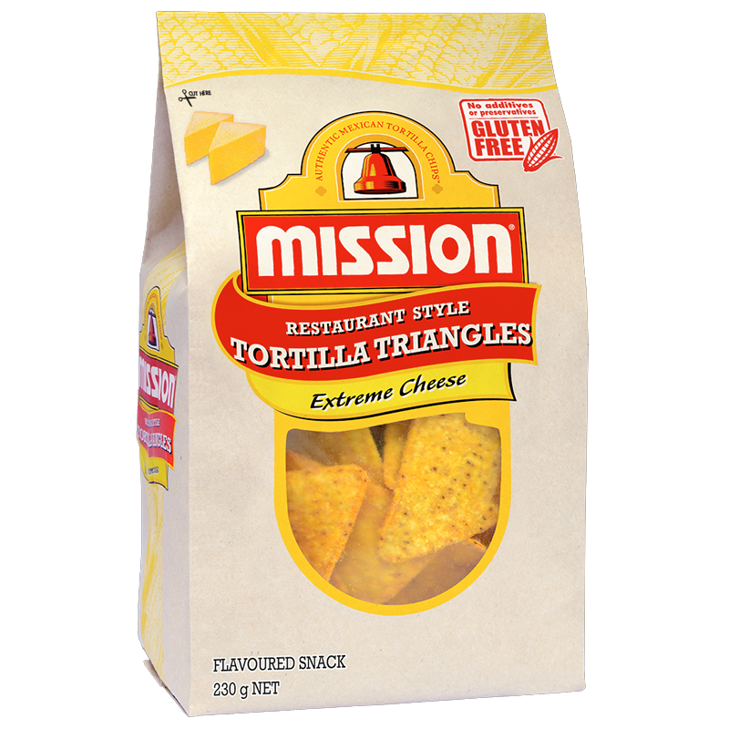 Mission Restaurant Style Tortilla Triangles Extreme Cheese 230g