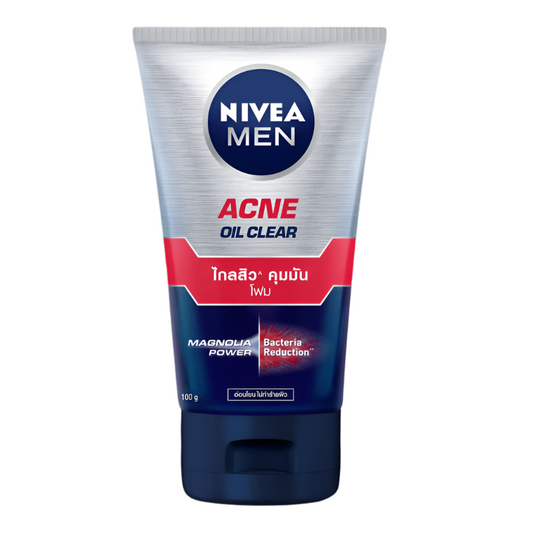 A tube of NIVEA Men Acne Oil Clear Foam, 100g.