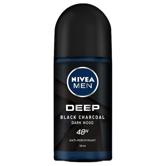 Nivea Men Deep Roll-On Deodorant Black Charcoal Dark Wood 48h Anti-perspirant  Size 50ml