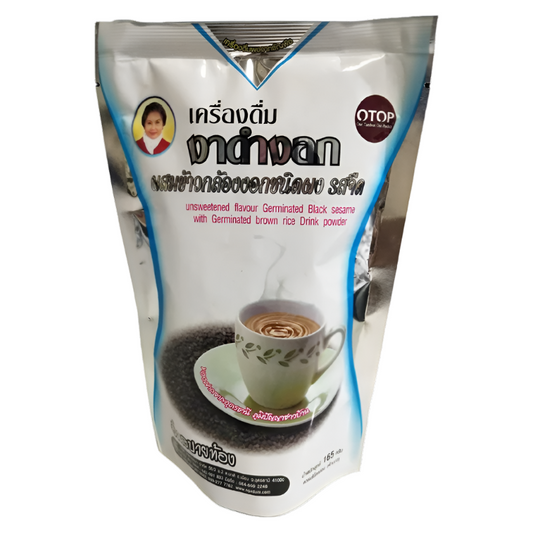 OTop Mae Aousa Unsweetened Flavour Germinated Black Sesame with Germinated brown rice Drink powder Size 22g Pack of 16bags