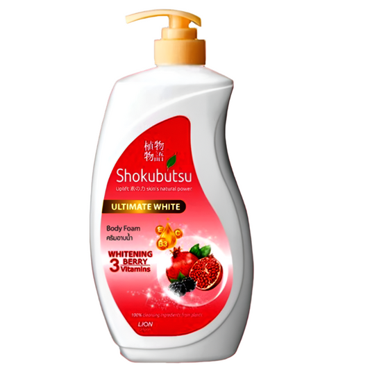 Shokubutsu Ultimate White Shower Cream Whitening 3 Berry Vitamins Size 500ml